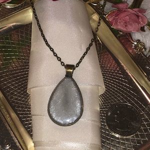 Pearly white teardrop pendant